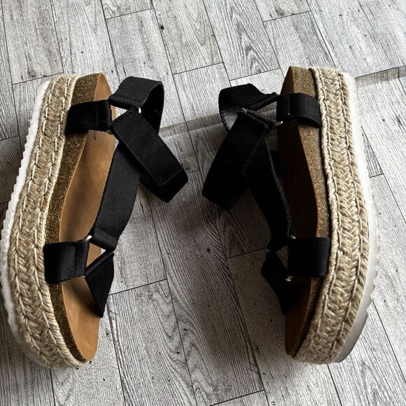 Soda Desoto Platform Women’s Sz 8.5 M Black 2" Flatform Espadrille Black Sandals - Picture 5 of 9